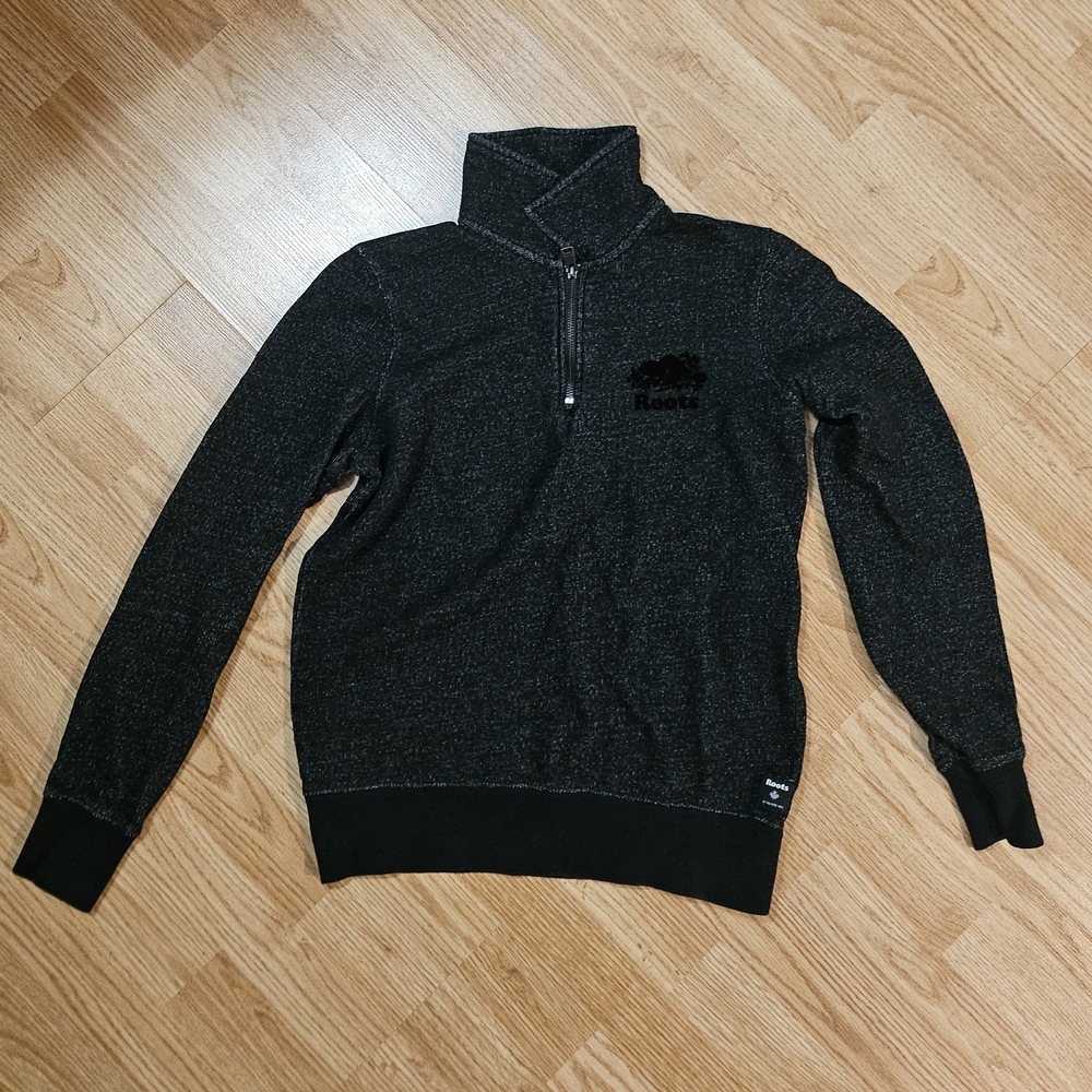 Roots Charcoal Zip-Up Sweater